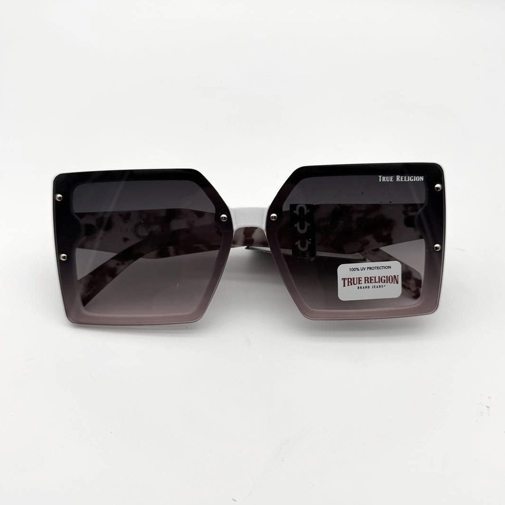 True Religion Oversized Square Sunglasses - White & Marbled Tortoise NWT